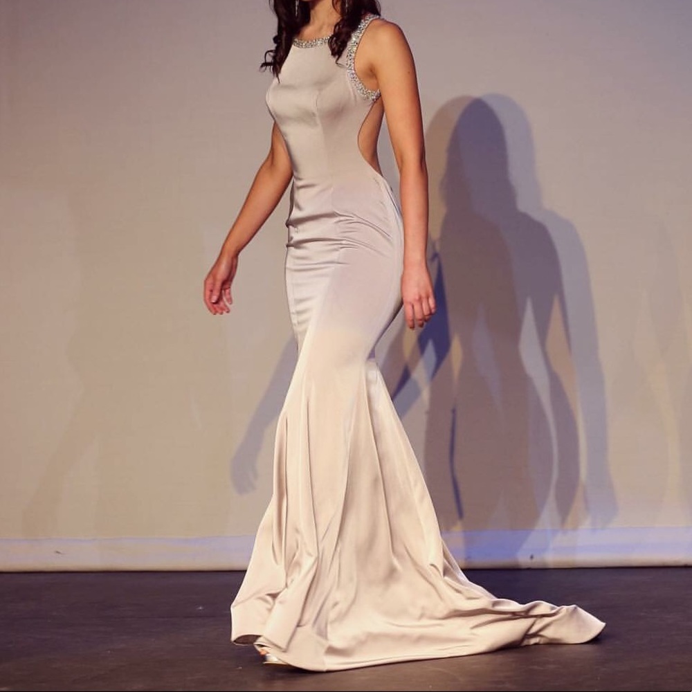 Silver Lafemme Prom or Pageant Gown